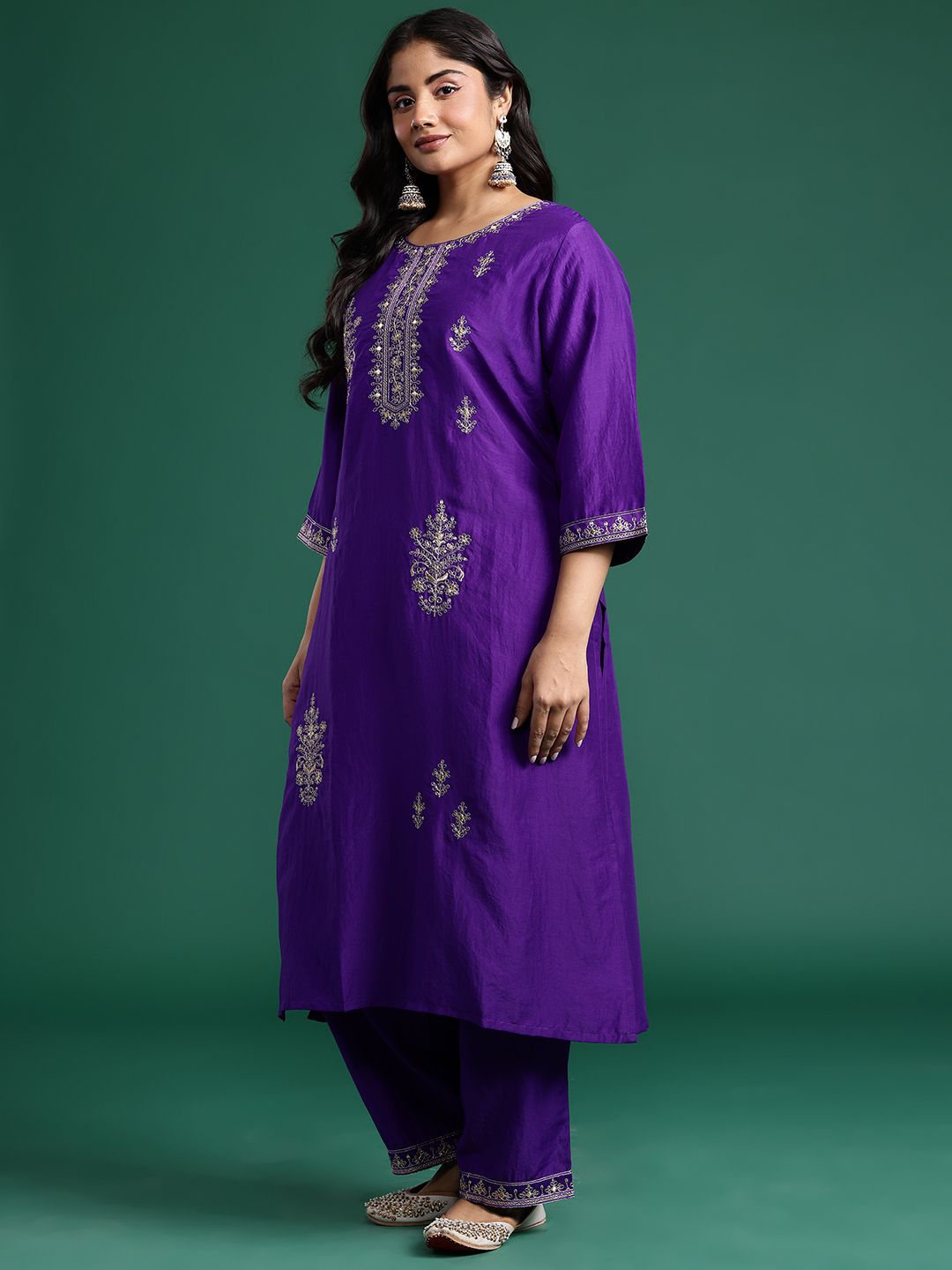 Ethnic Motifs Embroidered Kurta with Trousers & Dupatta