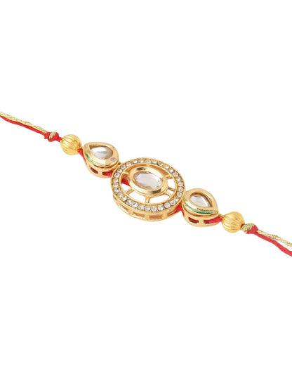 Anouk Kundan Studded & Beaded Bhaiya Bhabhi Rakhis With Roli Chawal