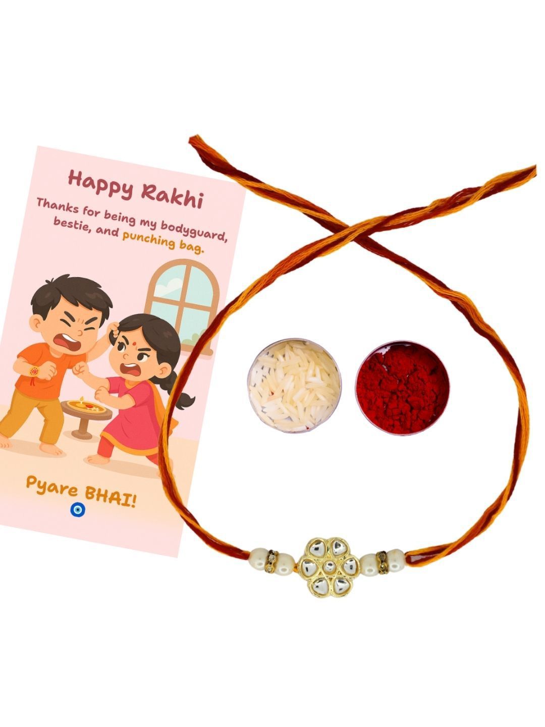 Anouk Thread Rakhi Greeting Card & Roli Chawal
