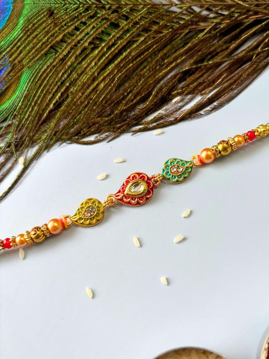 Anouk Unisex 4 Pieces Thread & Beaded Wraparound Rakhis