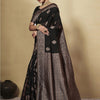 Dhiyona GR Women's GJ Black Berry Grease Black Zari Woven Design Cotton Blend Saree