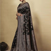 Dhiyona GR Women's GJ Black Berry Soot Black Zari Woven Design Cotton Blend Saree