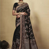 Dhiyona GR Women's GJ Black Berry Coal Black Zari Woven Design Cotton Blend Saree