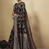 Dhiyona GR Women's Black Berry Rich Black Zari Woven Design Cotton Blend Saree