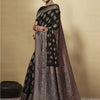 Dhiyona GR Women's GJ Black Berry Pebble Black Zari Woven Design Cotton Blend Saree