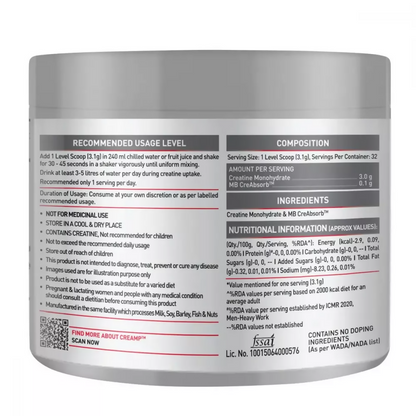 MuscleBlaze Creatine Monohydrate Creamp Unflavored