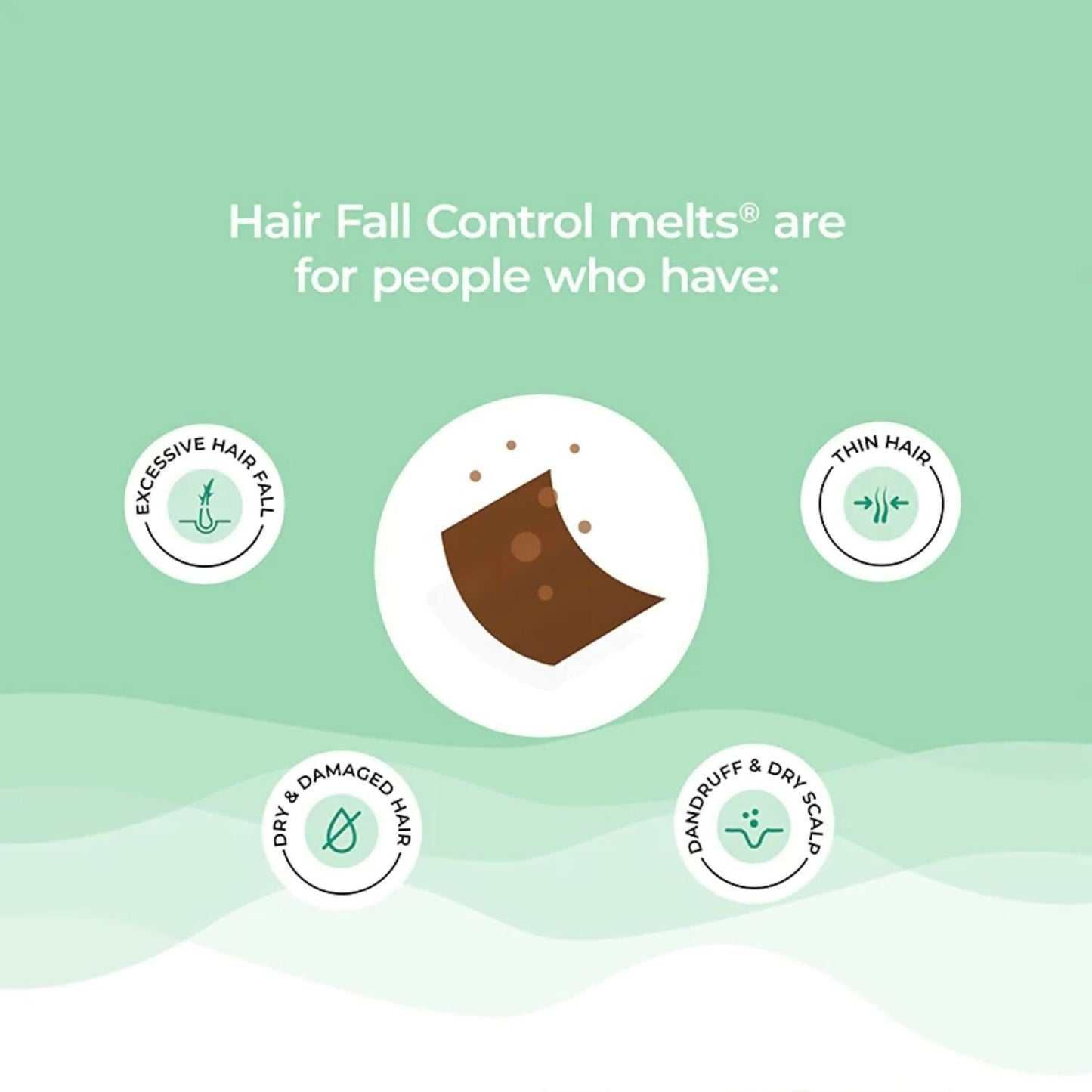 Wellbeing Nutrition Melts healthy hair and hair fall control strips packaged together, designed for oral care and hair health support.