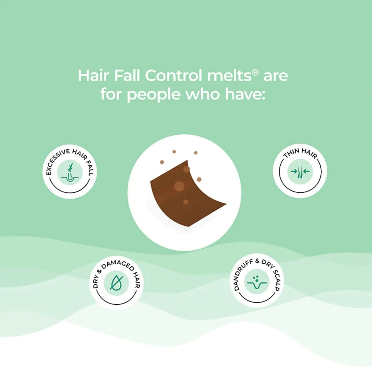 Wellbeing Nutrition Melts healthy hair and hair fall control strips packaged together, designed for oral care and hair health support.