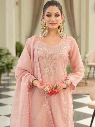 Indyancart IE Women Ethnic Motifs Embroidered Kurta with Trousers & Dupatta