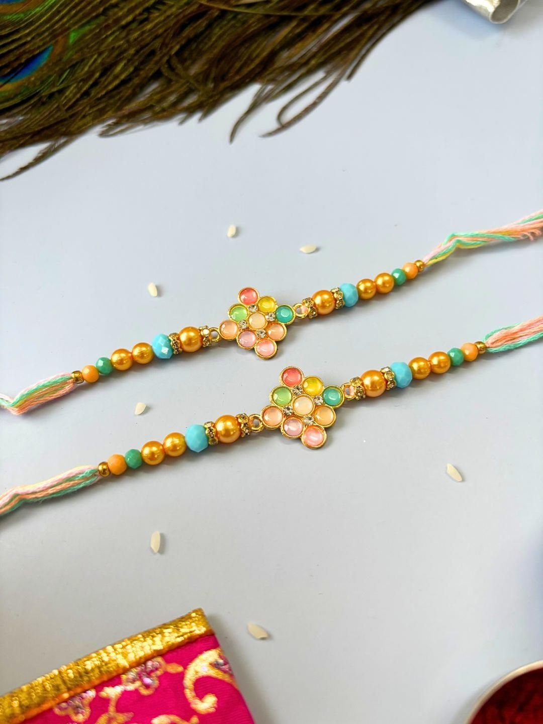 Anouk Set of 2 Meenakari Kundan Traditional Handmade Rakhi