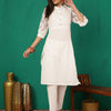 Dhiyona SN Women's Embroidered Mandarin Collar Cotton Kurta With Trouser