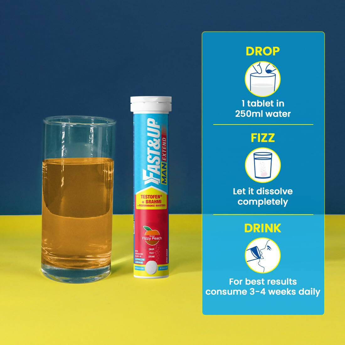 Fast&Up Man Extend Effervescent Tablets - Peach Flavor - Indyancart