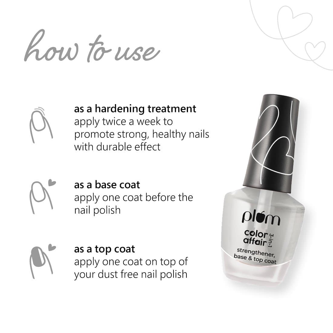 Plum Goodness Color Affair 3-in-1 Strengthener, Base & Top Coat