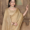 Dhiyona GR Women's Canvas Hazelnut Beige Soft Linen Solid Woven Saree