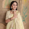 Dhiyona GR Women's Canvas Atrium White Soft Linen Solid Woven Saree