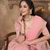 Dhiyona GR Women's Canvas Delicate Rose Pink Soft Linen Solid Woven Saree