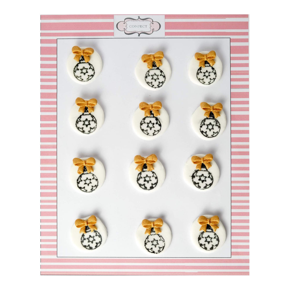 Confect Christmas Bauble Black & Gold | Edible Christmas Topper
