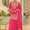 Dhiyona IE Ethnic Motifs Embroidered V-Neck Straight Kurta With Sharara & Dupatta