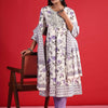 Dhiyona IE Floral Empire Sequinned Pure Cotton A-Line Kurta with Trousers & Dupatta