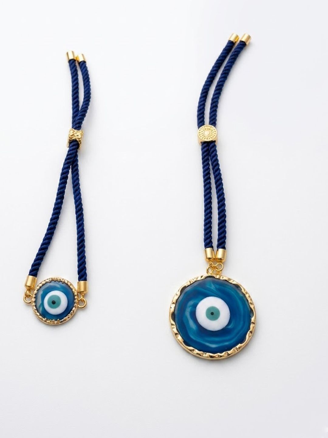 Anouk Set Of 2 Blue Evil Eye Resin Design Bhaiya Bhabhi Wraparound Rakhi