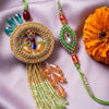 Dhiyona Set Of 2 Artificial Stones Designer Bhaiya Bhabhi Rakhi With Roli Chawal Chandan