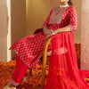 Indyancart IE Floral Printed Mirror Work Straight Kurta With Trousers & Dupatta