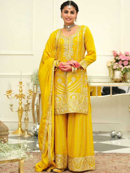 Women Ethnic Motifs Embroidered Kurta with Palazzos & Dupatta