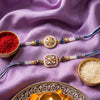 Dhiyona Set Of 2 White Pearls Thread Rakhi With Roli Chawal Chandan Mishri