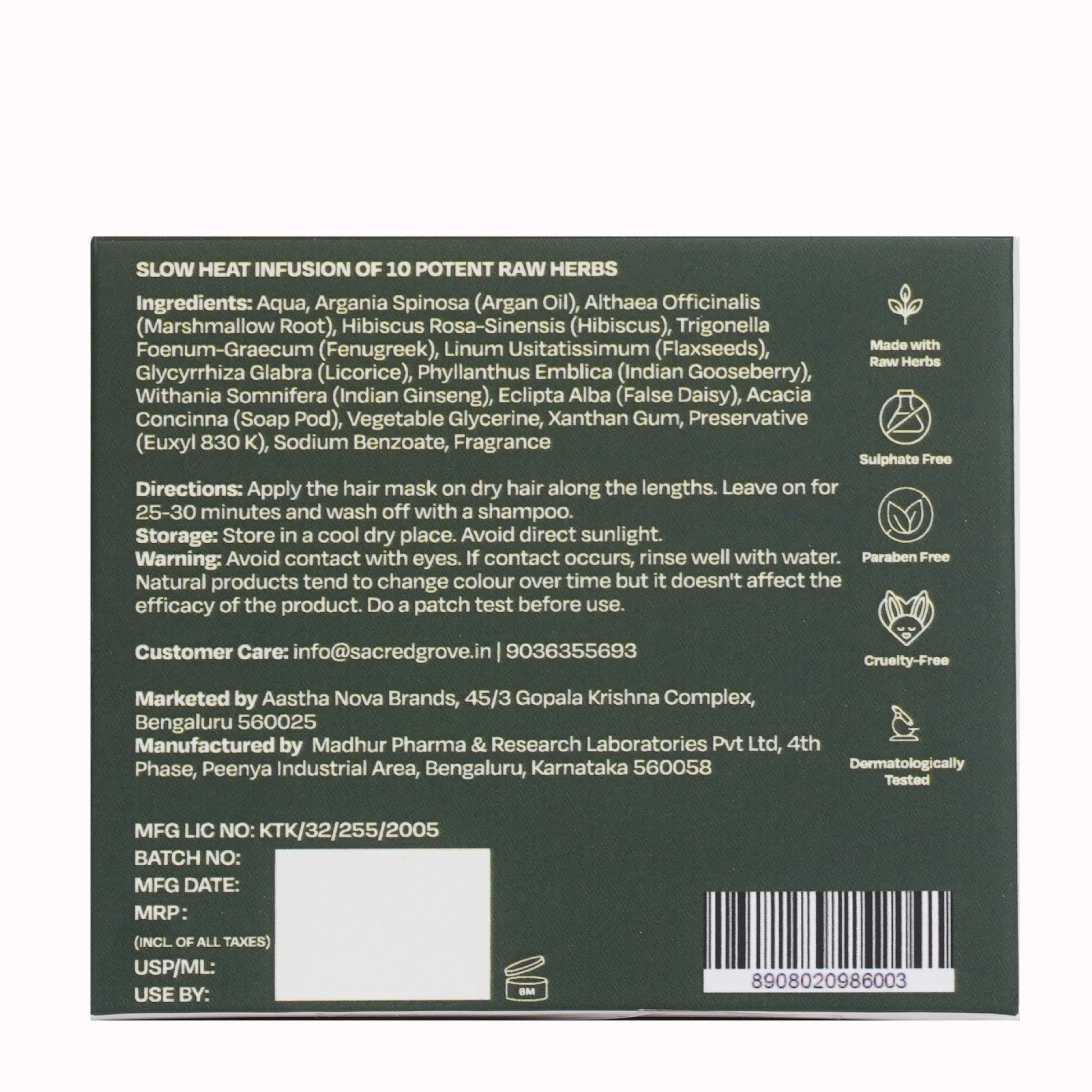 Sacred Grove Marshmallow Root Hair Mask for repair and conditioning, featuring a creamy texture in a jar.