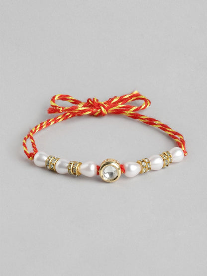 Anouk Unisex Set of 2 Beaded Bhai Bhabhi Rakhis With Roli & Chawal