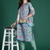 Dhiyona IE Floral Printed Mirror Work Pure Cotton Kurta With Trousers & Dupatta