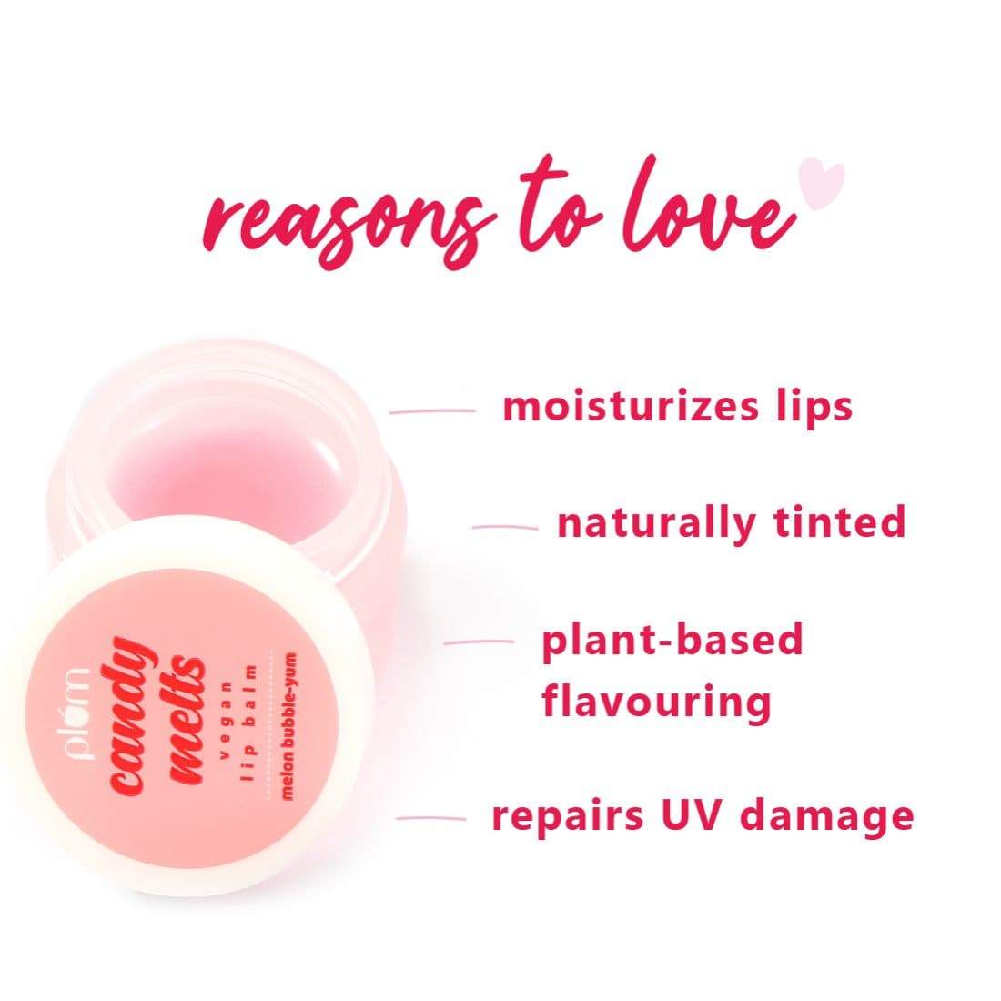 Plum Goodness Candy Melts Vegan Lip Balm Melon Bubble-Yum