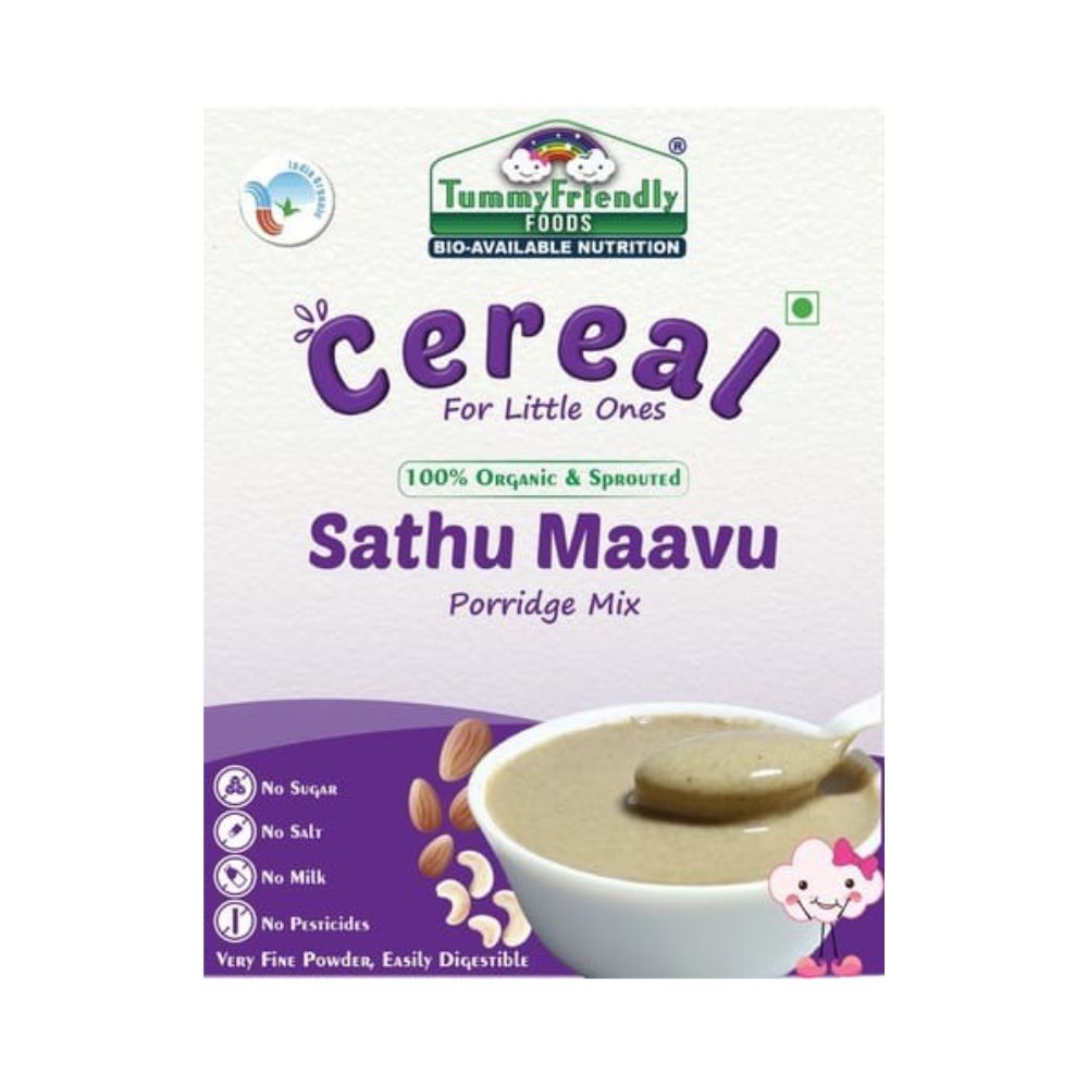 TummyFriendly Foods Organic Sprouted Sathu Maavu Porridge Mix ,Made of Sprouted Ragi, Whole Grains, Pulses & Nuts - Indyancart