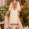 Dhiyona IE Floral Embroidered A-Line Tie-Up Neck Thread Work Kurta With Trousers & Dupatta