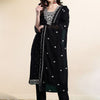 Indyancart IE Women Ethnic Motifs Embroidered Regular Thread Work Pure Cotton Kurta with Trousers & With Dupatta