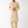 Men's Gold Silk Blend Straight Kurta and Dhoti Set