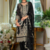 Indyancart IE Ethnic Motifs Embroidered V-Neck Thread Work Kurta With Trousers & Dupatta