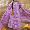 Indyancart IE Women Floral Printed Panelled Pure Cotton Kurta with Trousers & Dupatta