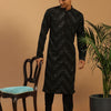 Men's Black Georgette Straight Kurta Pyjama Set