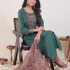 Indyancart IE Ethnic Motifs Embroidered Thread Work Straight Kurta With Trouser & Dupatta