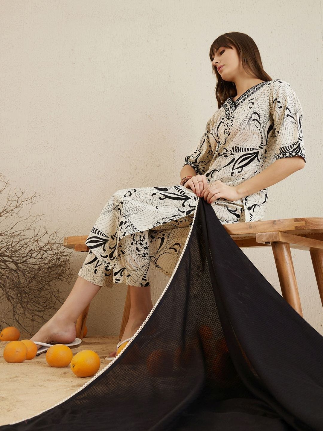 Women Ethnic Motifs Printed Regular Thread Work Pure Cotton Kurta with Trousers & With Dupatta