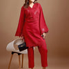 Dhiyona TI Women's Red Silk Blend Heavy Sequence Work Co Ord