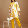 Dhiyona TI Women's Yellow and White Hakoba Printed Kurta with Pant