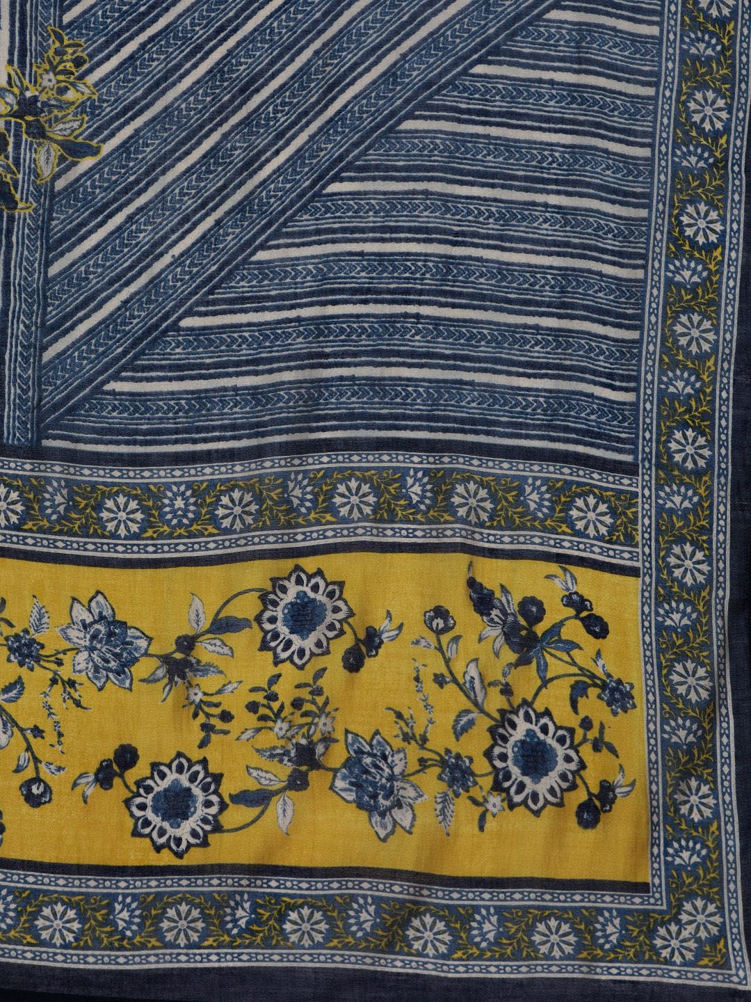 Indyancart VA Women'sFloral Printed V-Neck Sequinned Chanderi Silk Kurta With Trousers & Dupatta