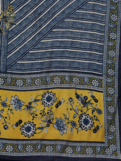 Indyancart VA Women'sFloral Printed V-Neck Sequinned Chanderi Silk Kurta With Trousers & Dupatta