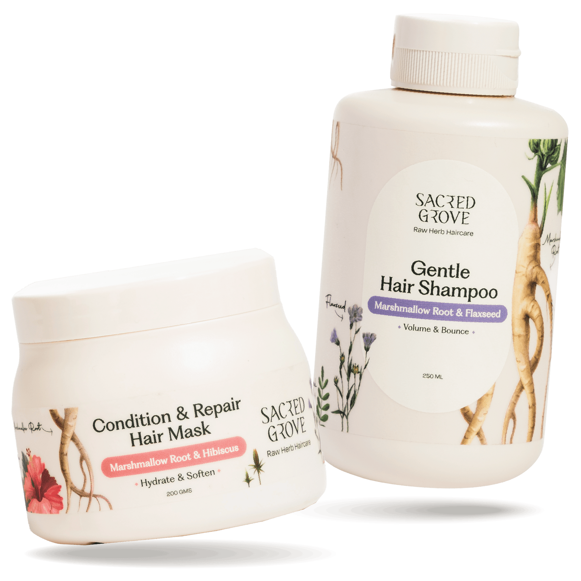 Sacred Grove Marshmallow Root Deep Conditioning Hair Mask combo featuring natural, nourishing hair treatment for healthy hair.