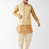Men's Rose Gold Silk Blend Straight Jacket  Kurta and Dhoti Set
