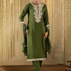 Dhiyona IE Women Ethnic Motifs Embroidered Regular Thread Work Kurta with Trousers & With Dupatta