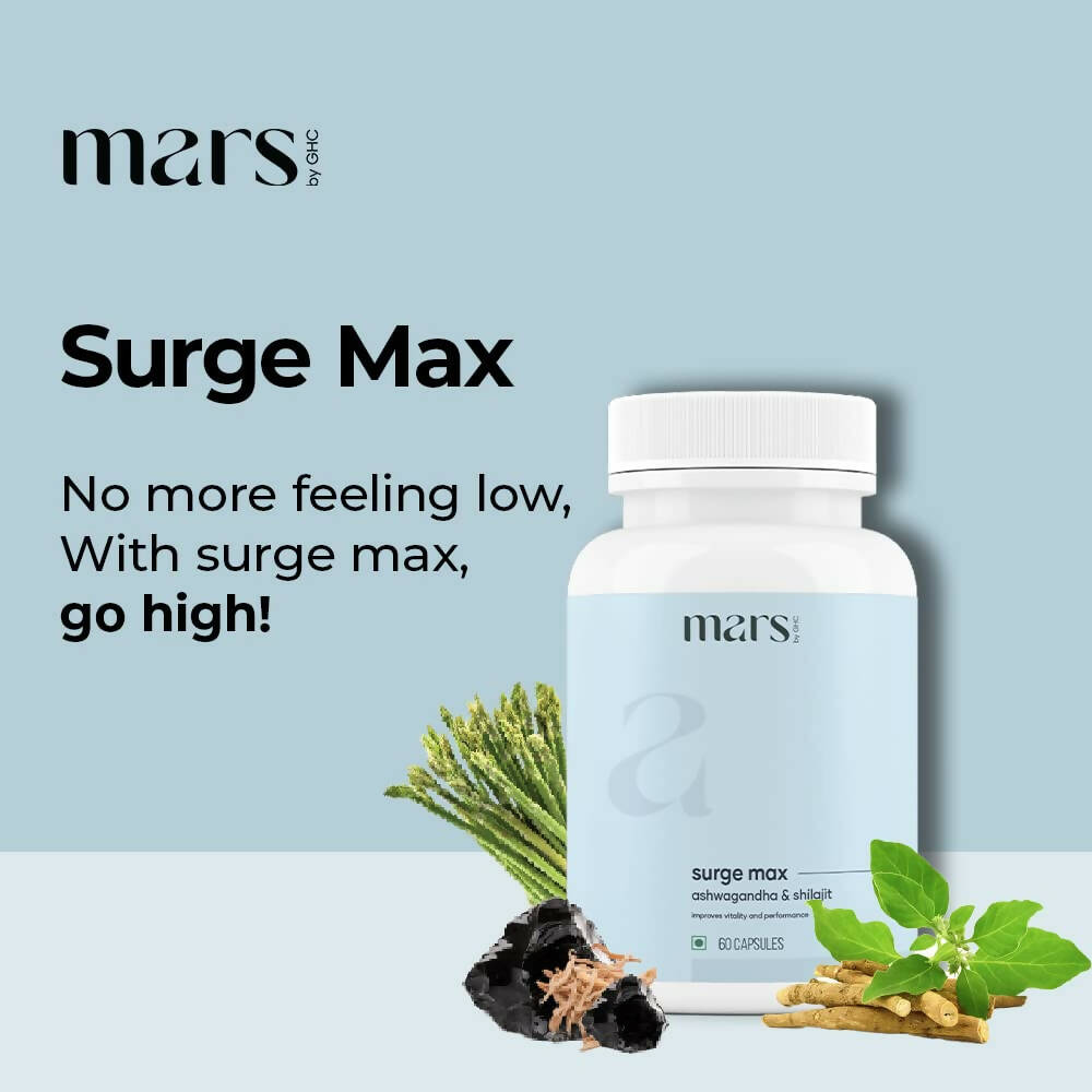 Mars By GHC Surge Max Capsules with Ashwagandha, Gokshura, Safed Musli - Indyancart