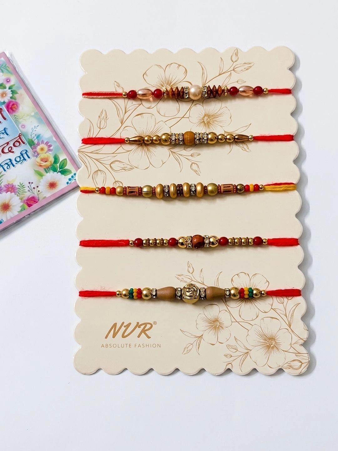 Anouk Set Of 5 Multicolor Designer Thread Rakhi With Roli Chawal Chandan Mishri
